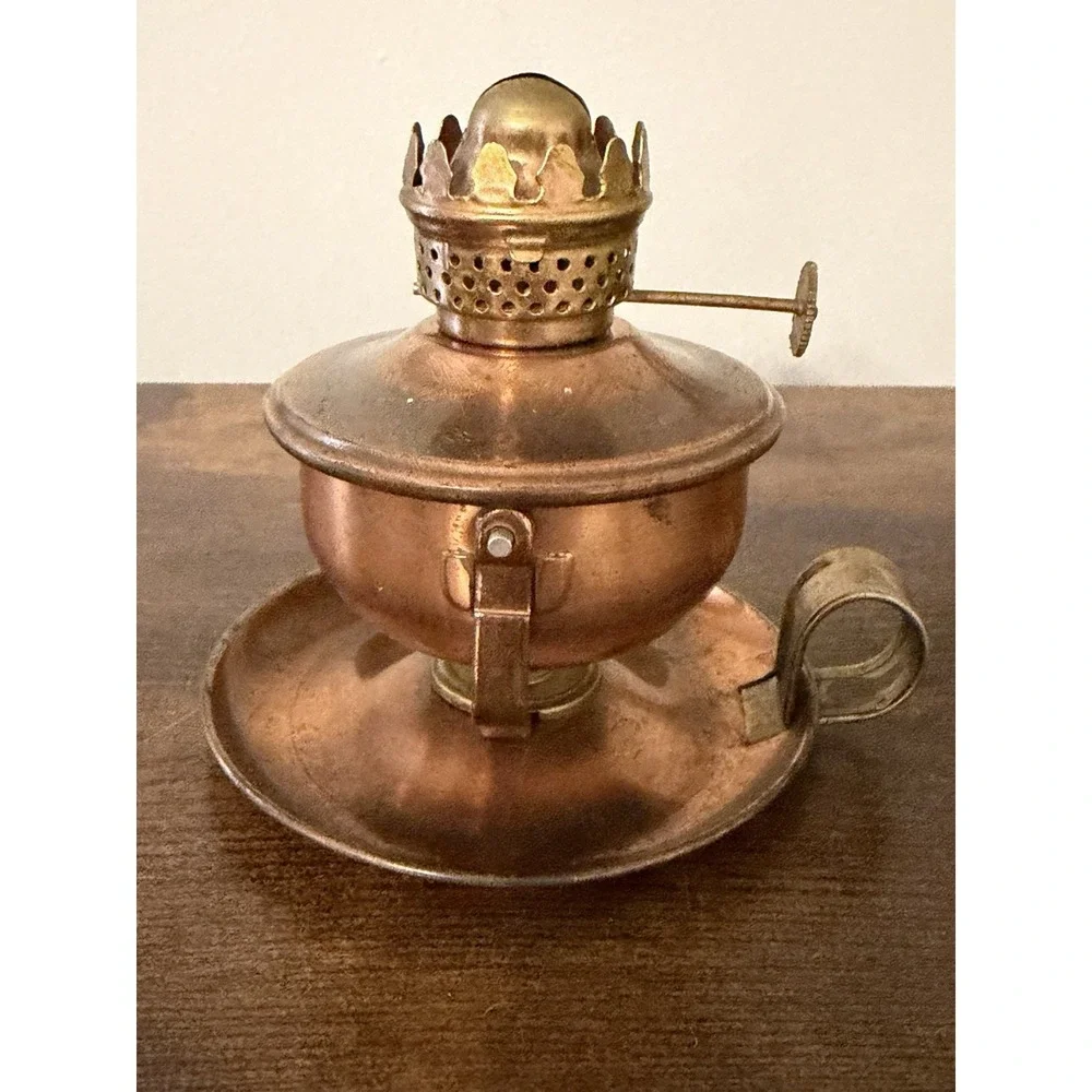 Vintage WUBRO Mini Copper Tone Oil Lamp Taiwan Brianco No Wick 3.5